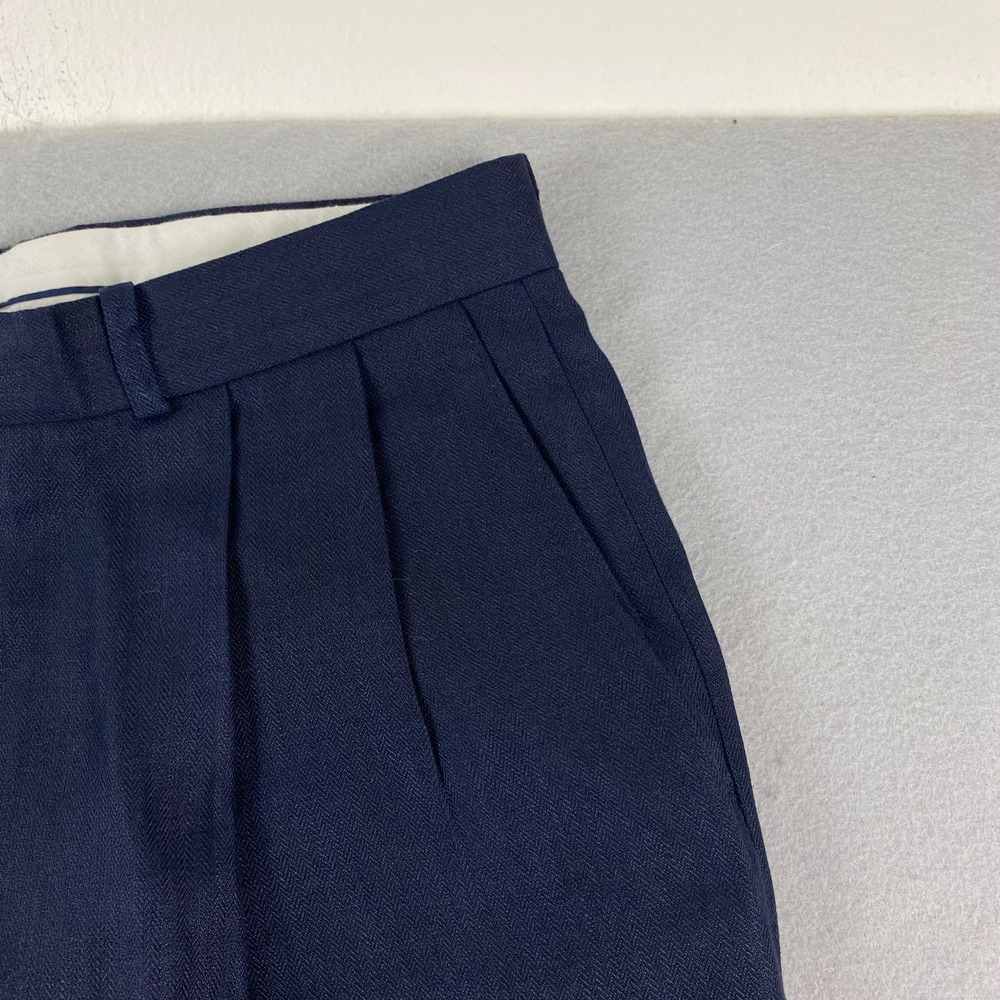 Vtg Polo University Ralph Lauren Mens 33x32 Blue Herringbone Linen Trousers - Picture 3 of 16